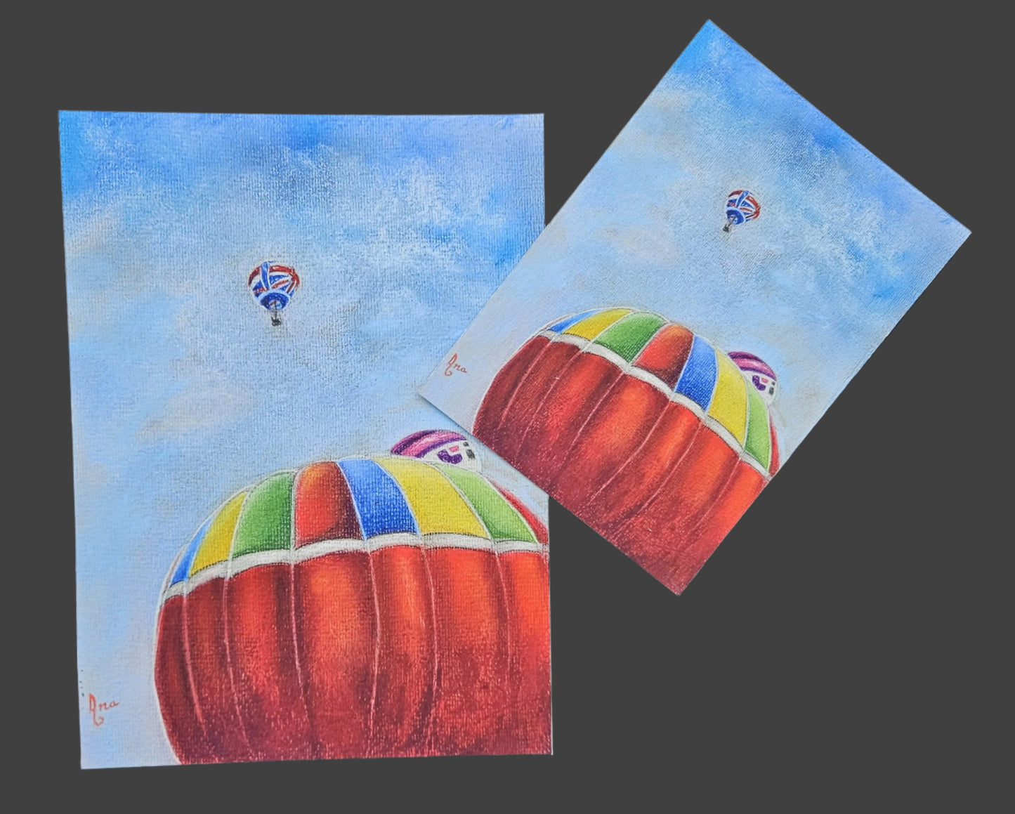 Limited Edition Print ""Hot Air Balloons in Bristol". Fine Art Archival Prints of colourful hot air balloons, from my original soft pastel painting.