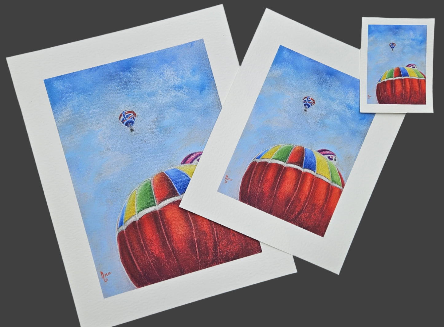 Limited Edition Print ""Hot Air Balloons in Bristol". Fine Art Archival Prints of colourful hot air balloons, from my original soft pastel painting.