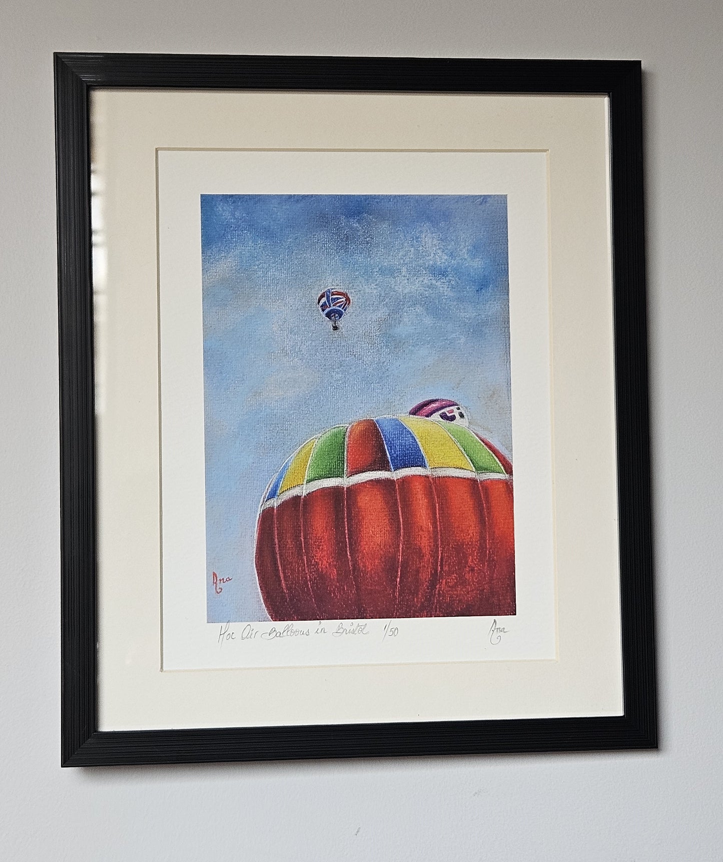 Limited Edition Print ""Hot Air Balloons in Bristol". Fine Art Archival Prints of colourful hot air balloons, from my original soft pastel painting.