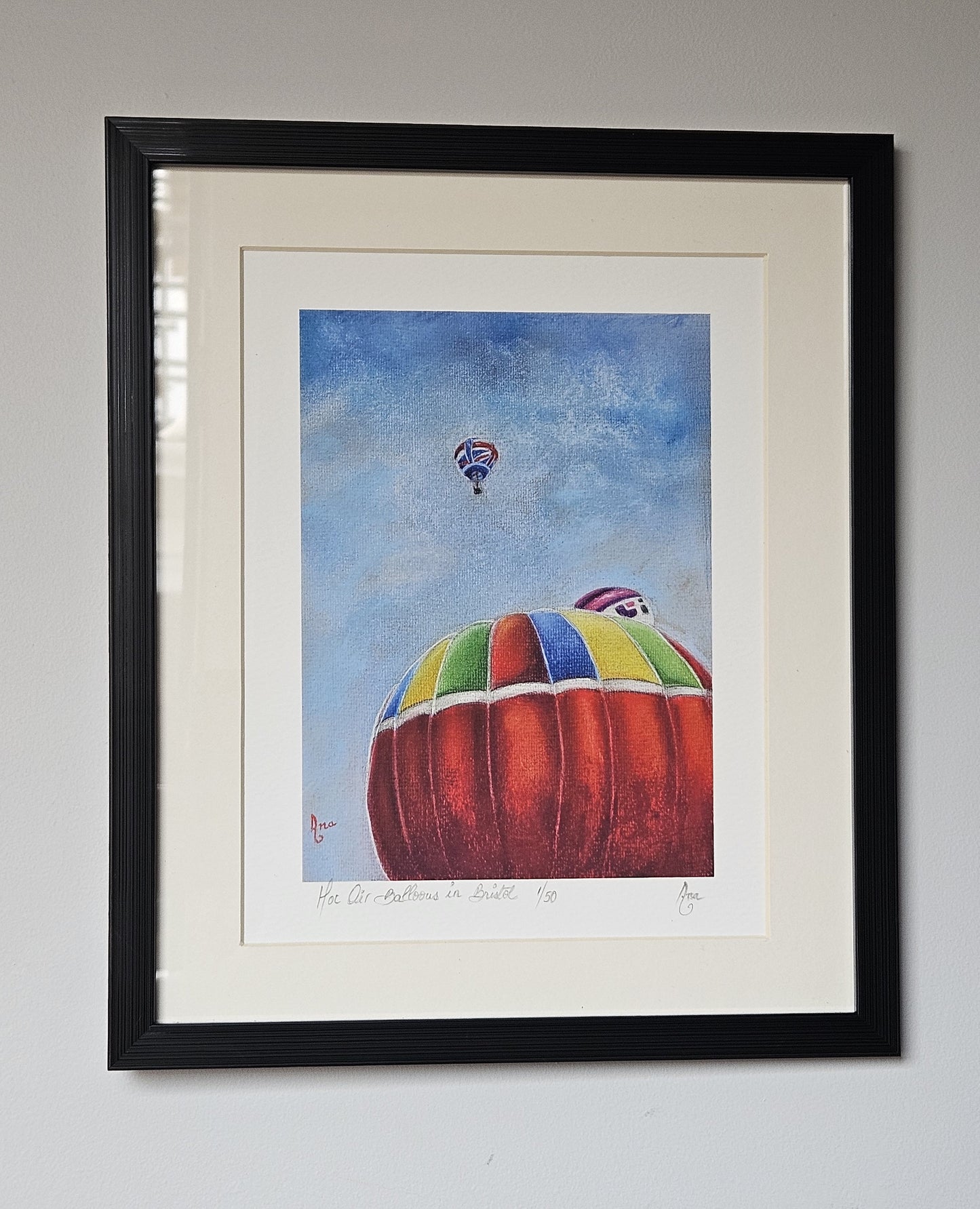 Limited Edition Print ""Hot Air Balloons in Bristol". Fine Art Archival Prints of colourful hot air balloons, from my original soft pastel painting.