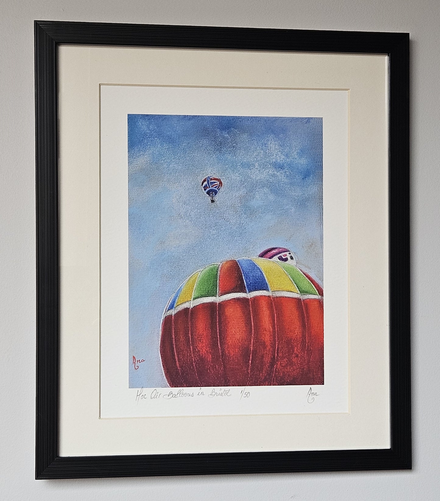 Limited Edition Print ""Hot Air Balloons in Bristol". Fine Art Archival Prints of colourful hot air balloons, from my original soft pastel painting.