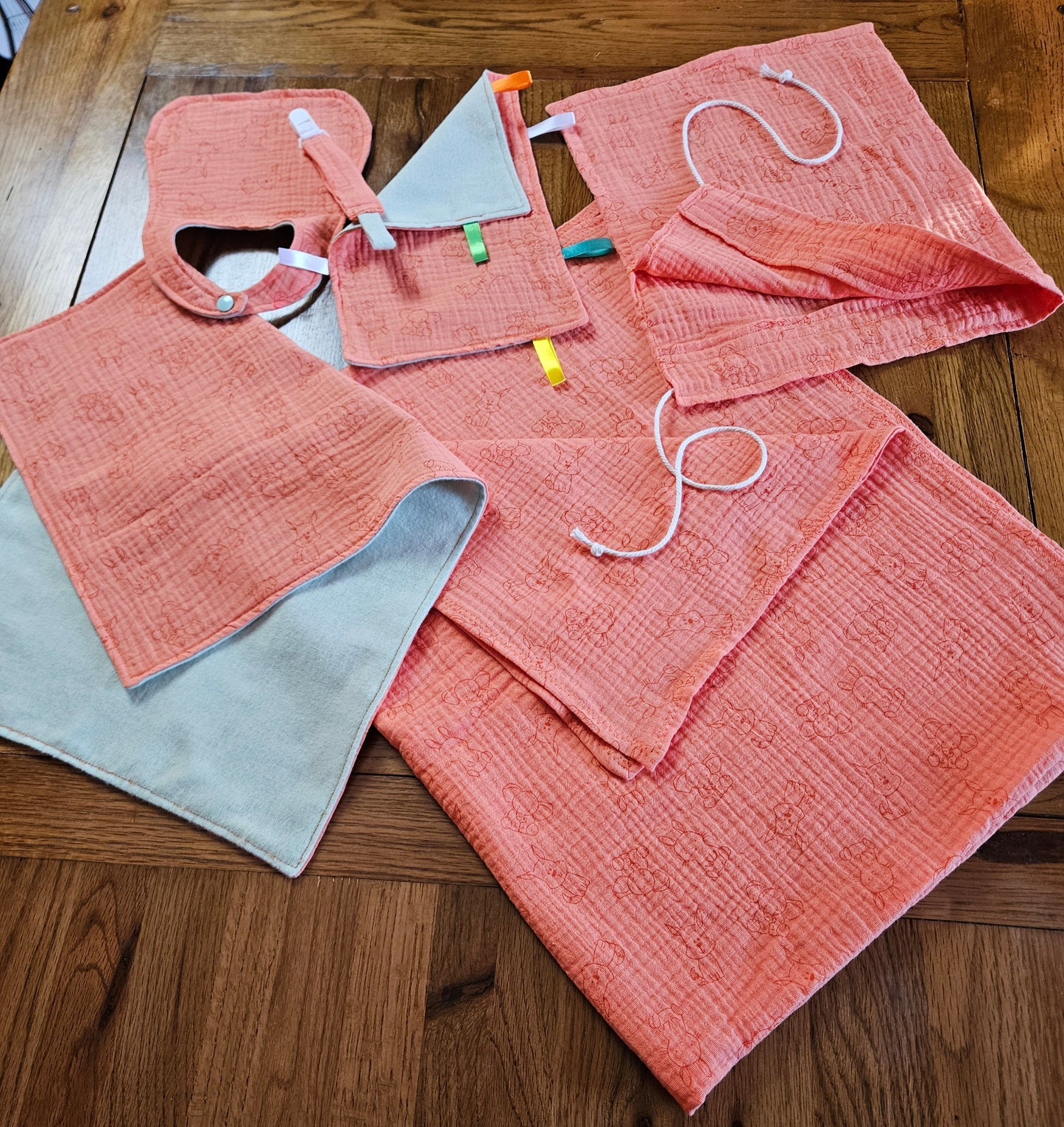 New Mum Gift Box - New-Born Kit with a swaddle, Burp Cloths, Bib, Soother Holder, and Bag