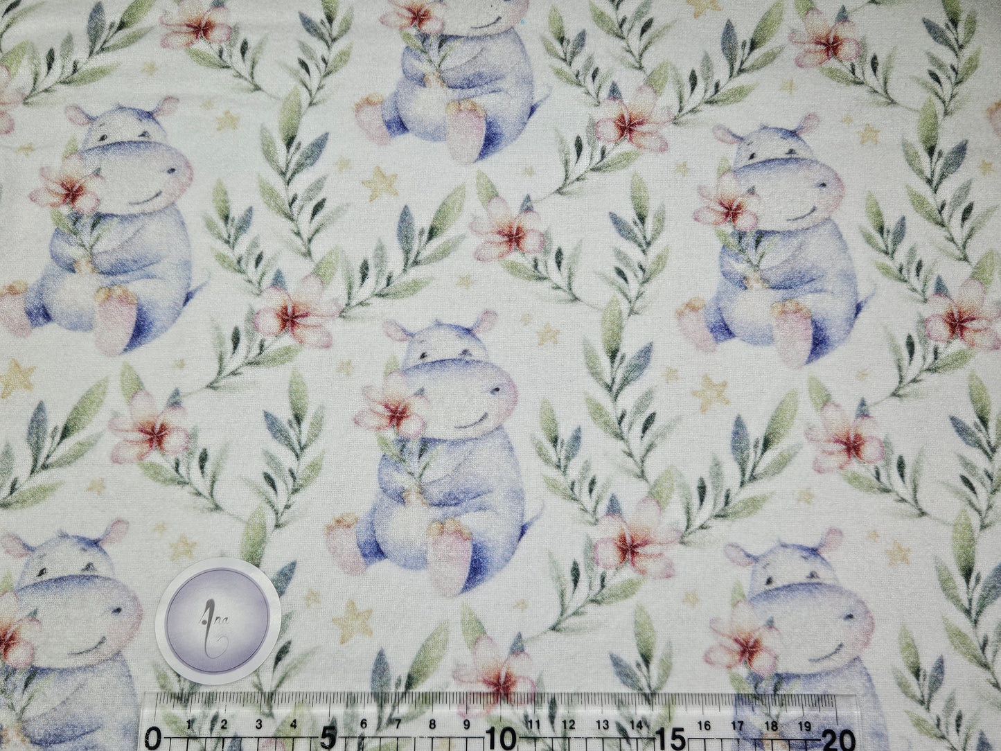 Cute Hippo - Brushed Cotton - Digital Prints by John Louden - Rose & Hubble