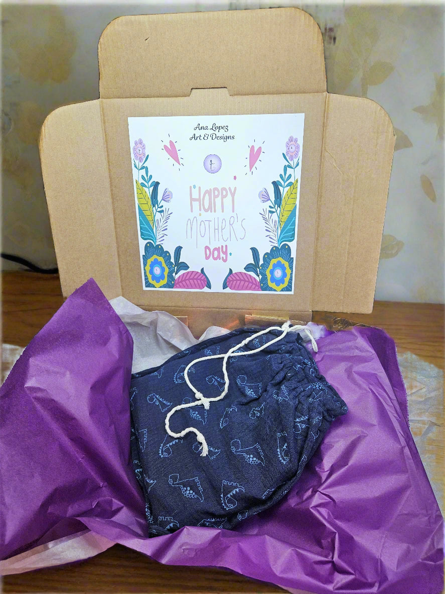 New Mum Gift Box - New-Born Kit with a swaddle, Burp Cloths, Bib, Soother Holder, and Bag