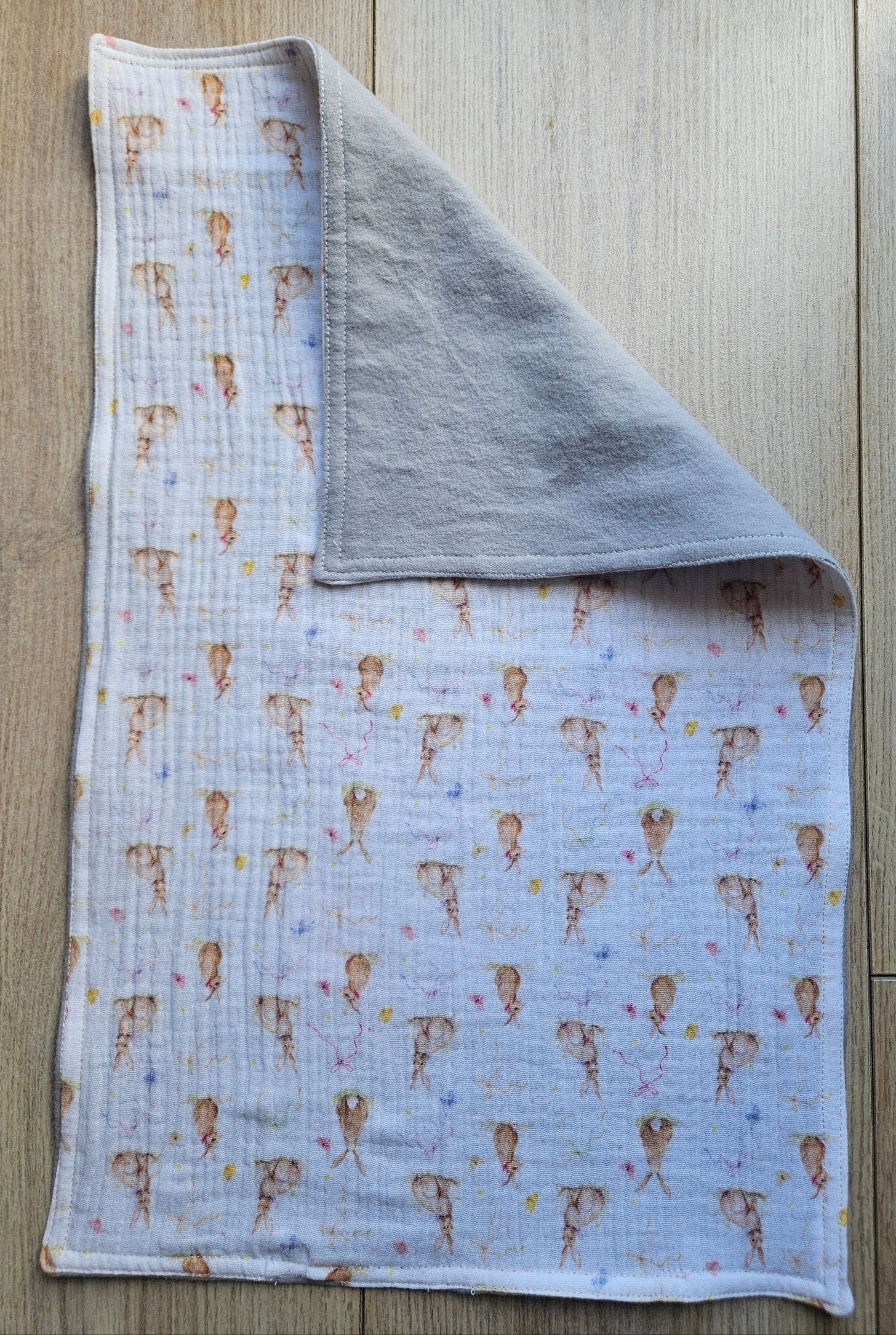 Easter Bunny Gift Box - New-born Burp Cloth made of Double Gauze and Flannel - 100% cotton