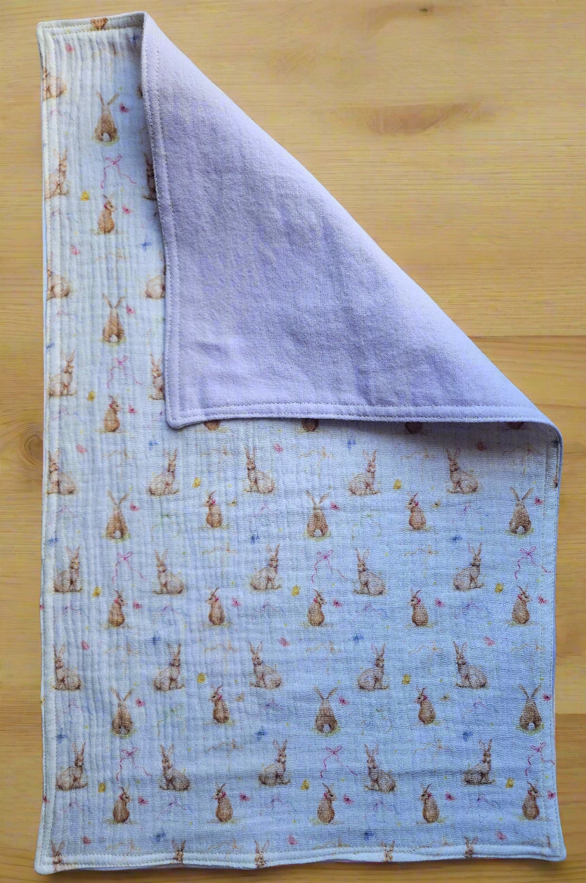 Easter Bunny Gift Box - New-born Burp Cloth made of Double Gauze and Flannel - 100% cotton