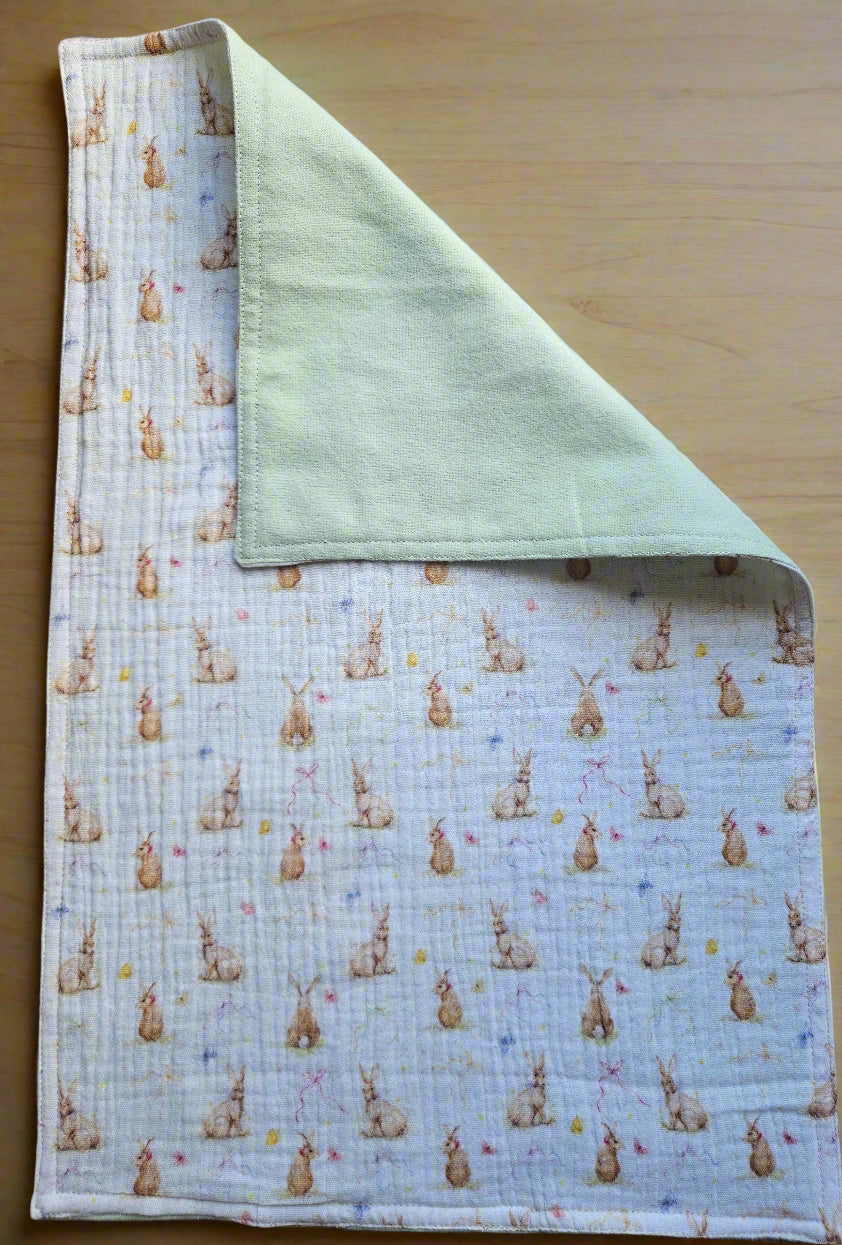 Easter Bunny Gift Box - New-born Burp Cloth made of Double Gauze and Flannel - 100% cotton