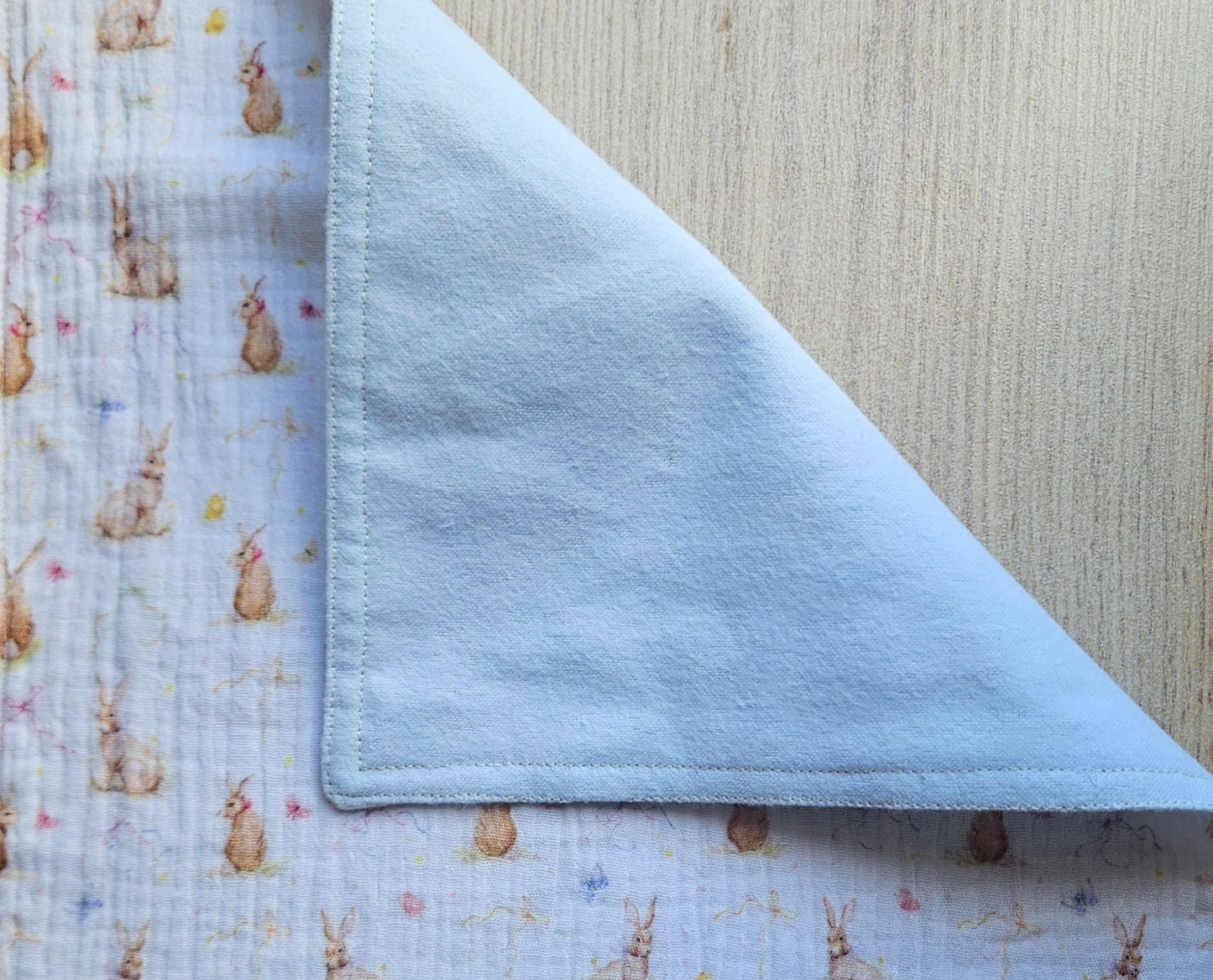 Easter Bunny Gift Box - New-born Burp Cloth made of Double Gauze and Flannel - 100% cotton