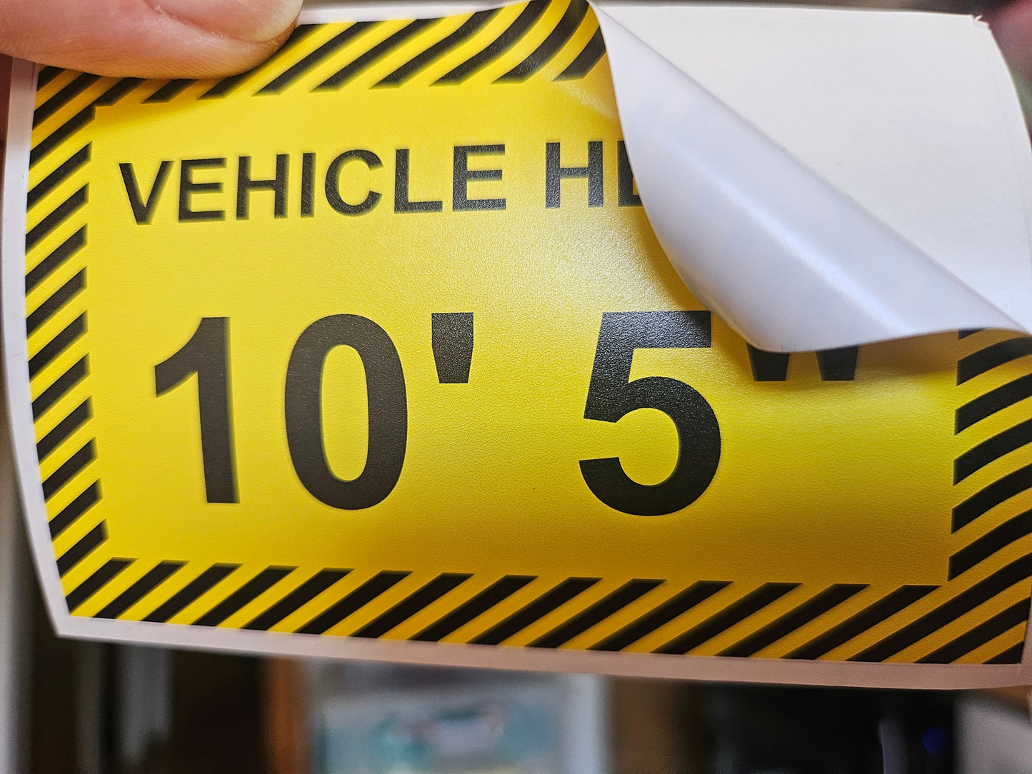 Commercial Vehicle Height Signs to place inside the cab of Commercial vehicles. White Vinyl or Transparent background & Laminated. Size 10 X 6.5 cm