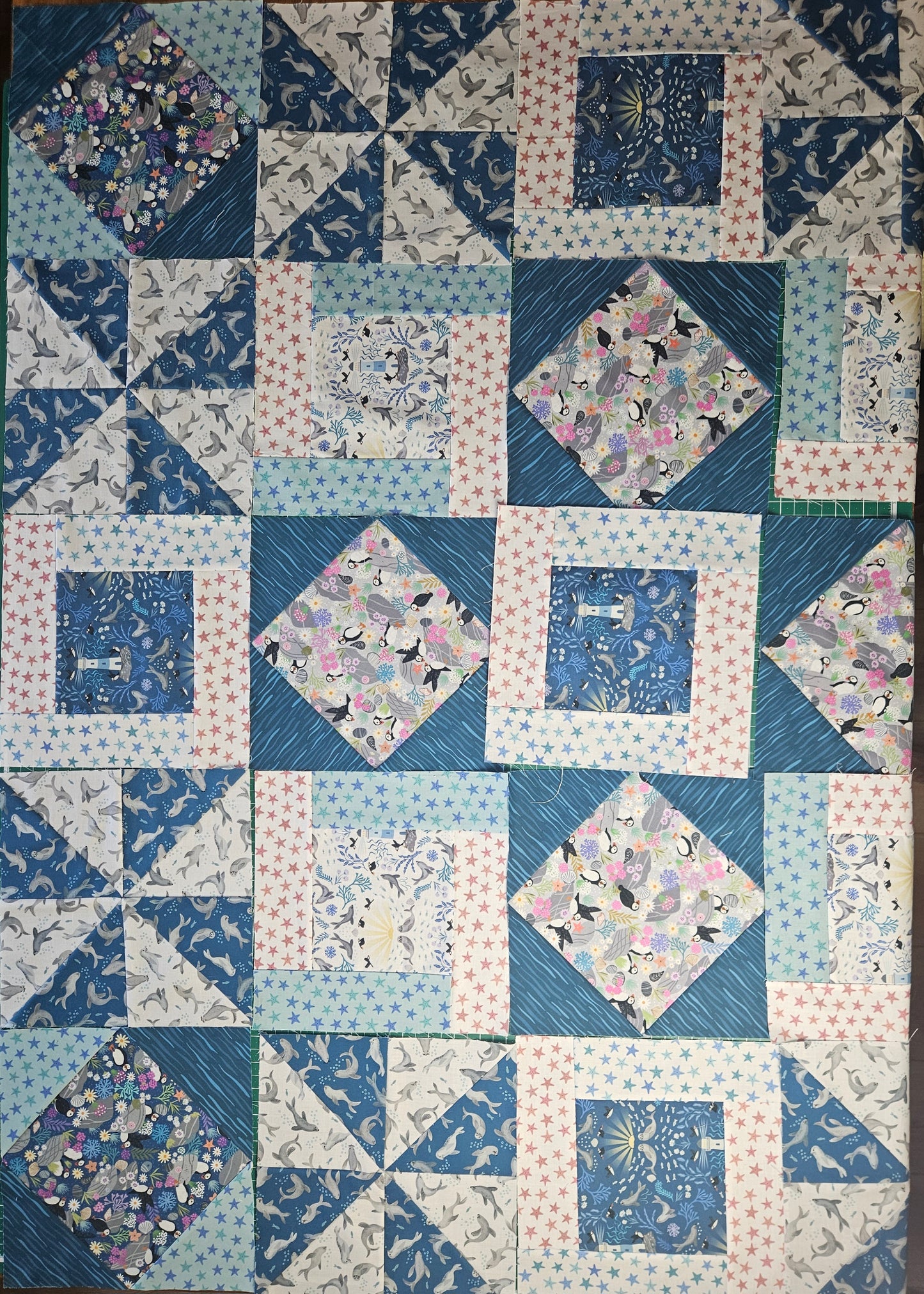 Quilt Top Kit for Patchwork & Quilting featuring the Puffin Rock collection by Lewis & Irene