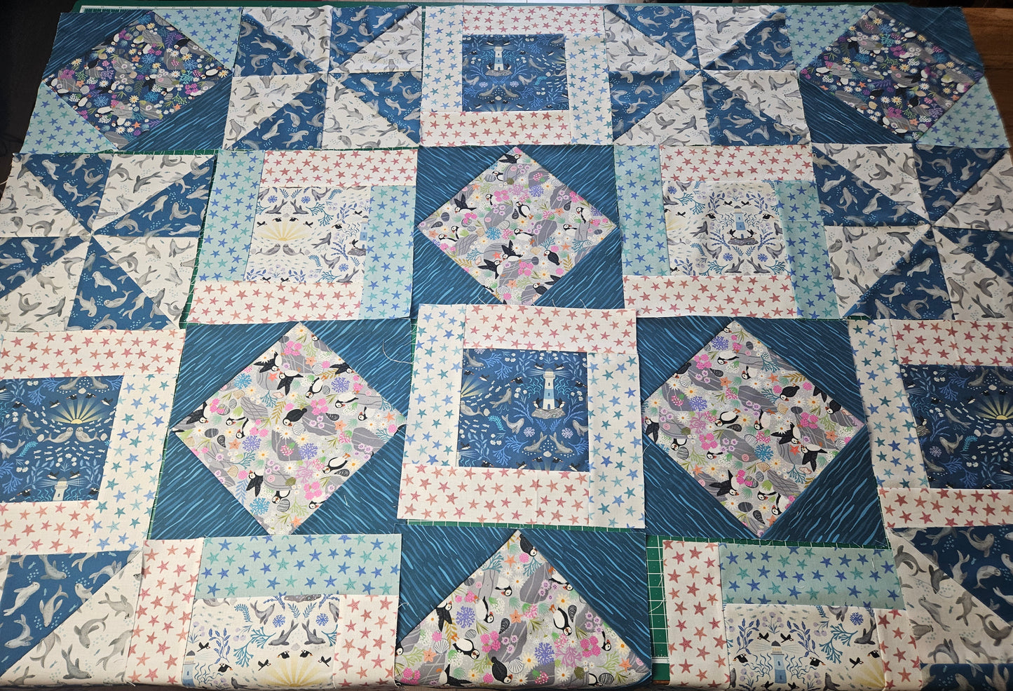 Quilt Top Kit for Patchwork & Quilting featuring the Puffin Rock collection by Lewis & Irene