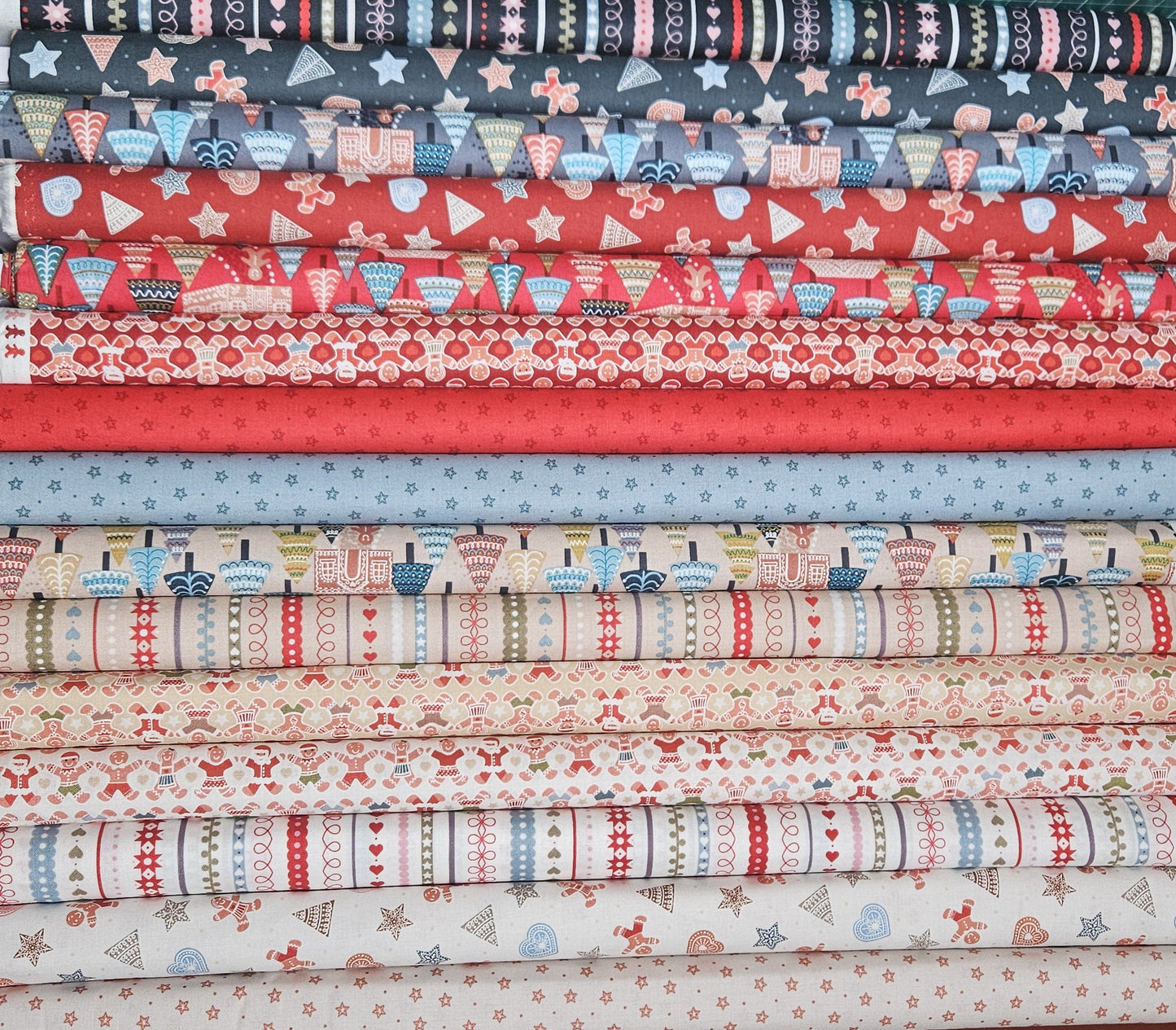 Gingerbread Shapes on Dark - Christmas Fabrics collection by Lewis & Irene