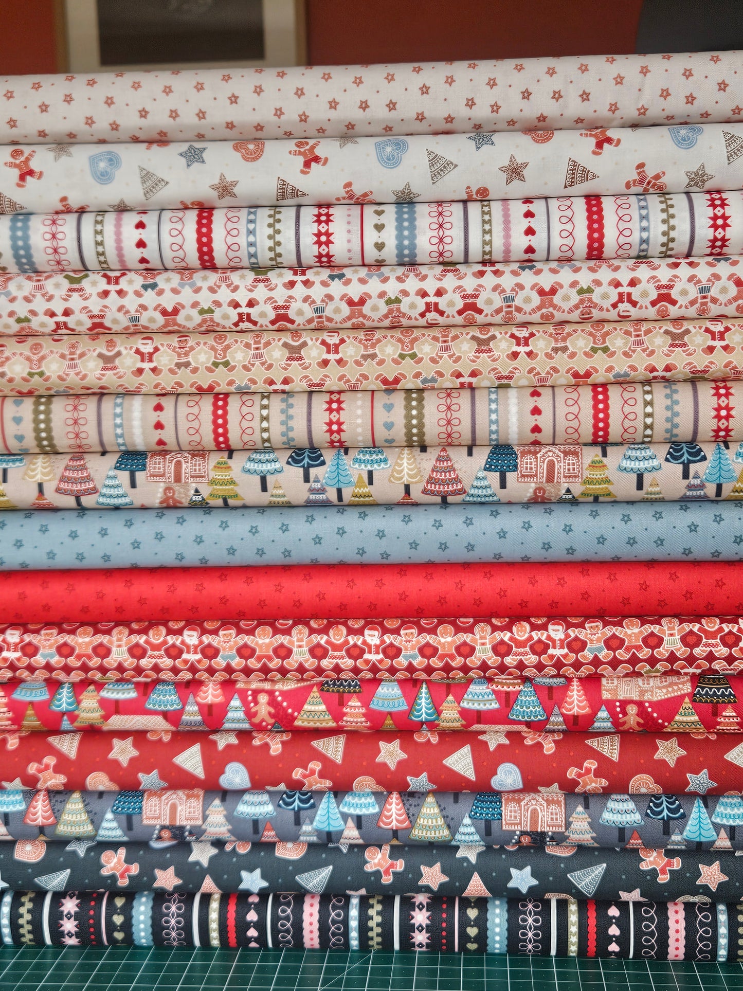 Gingerbread Season Table Runner Kit 1 designed by Sally Ablett - Lewis & Irene Size 16" x 34"