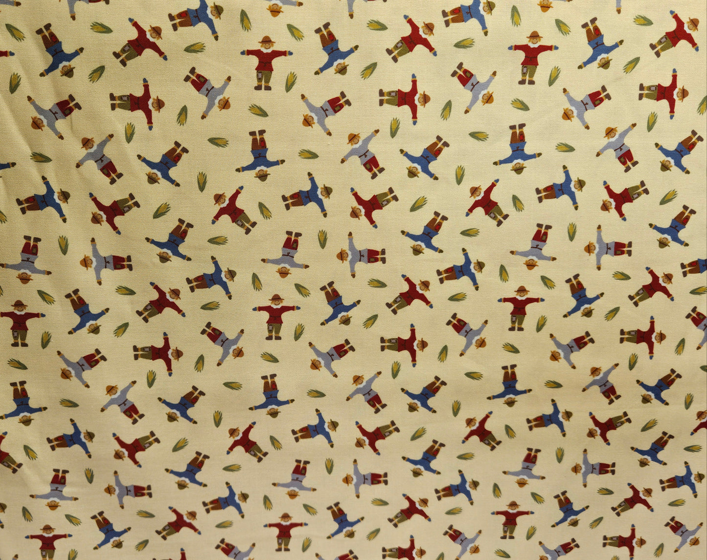 Small Things - Snuggle Season - Scarecrows on harvest yellow by Lewis & Irene - by Length & Fat Quarters