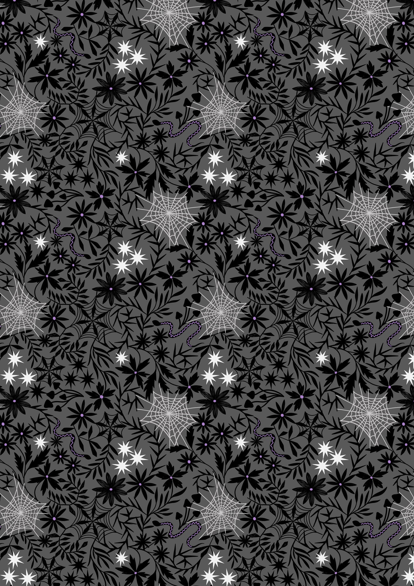 Floral Cobwebs on Grey (glow in the dark) - by Lewis & Irene
