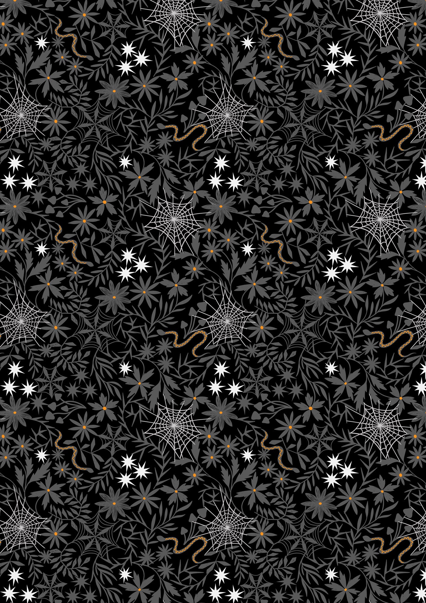 Floral Cobwebs on Black (glow in the dark) - by Lewis & Irene