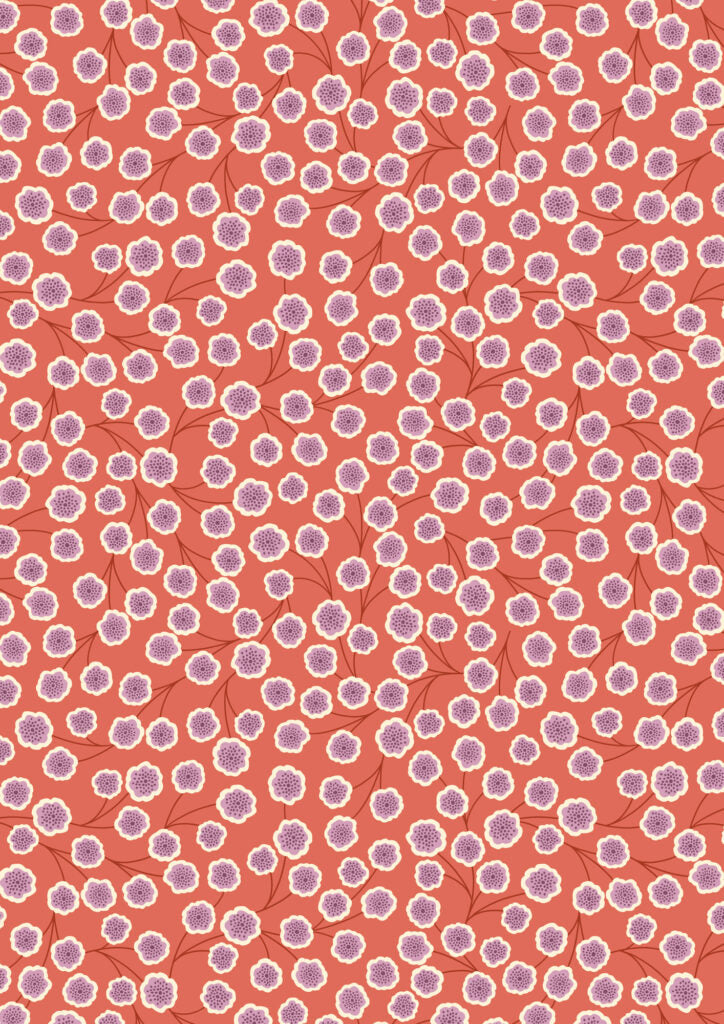 Jardin d'Automne - Simple flower on terracotta by Lewis & Irene - by Length & Fat Quarters