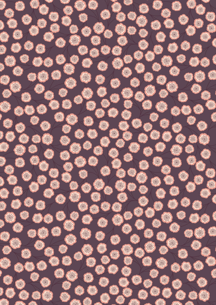 Jardin d'Automne - Simple flower on dark aubergine by Lewis & Irene - by Length & Fat Quarters