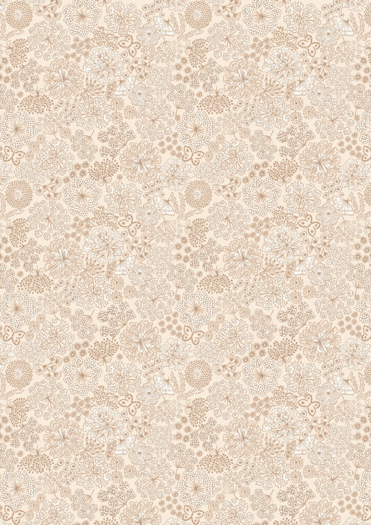 Jardin d'Automne - Autumn butterfly floral on light stone by Lewis & Irene - by Length & Fat Quarters