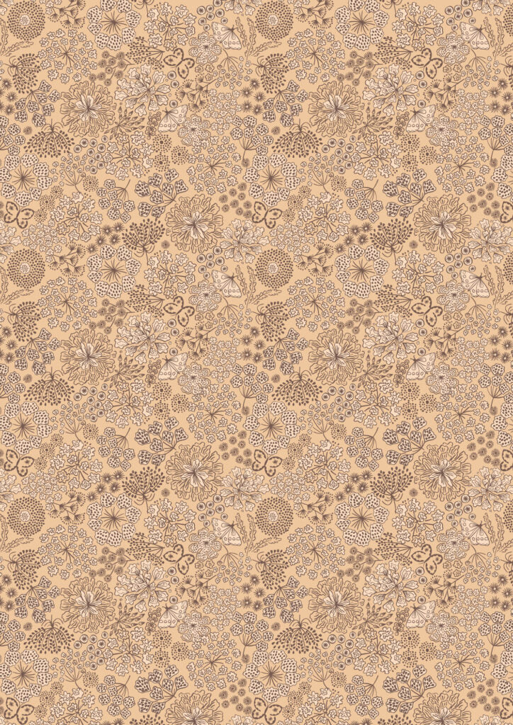 Jardin d'Automne - Autumn butterfly floral on light caramel by Lewis & Irene - by Length & Fat Quarters