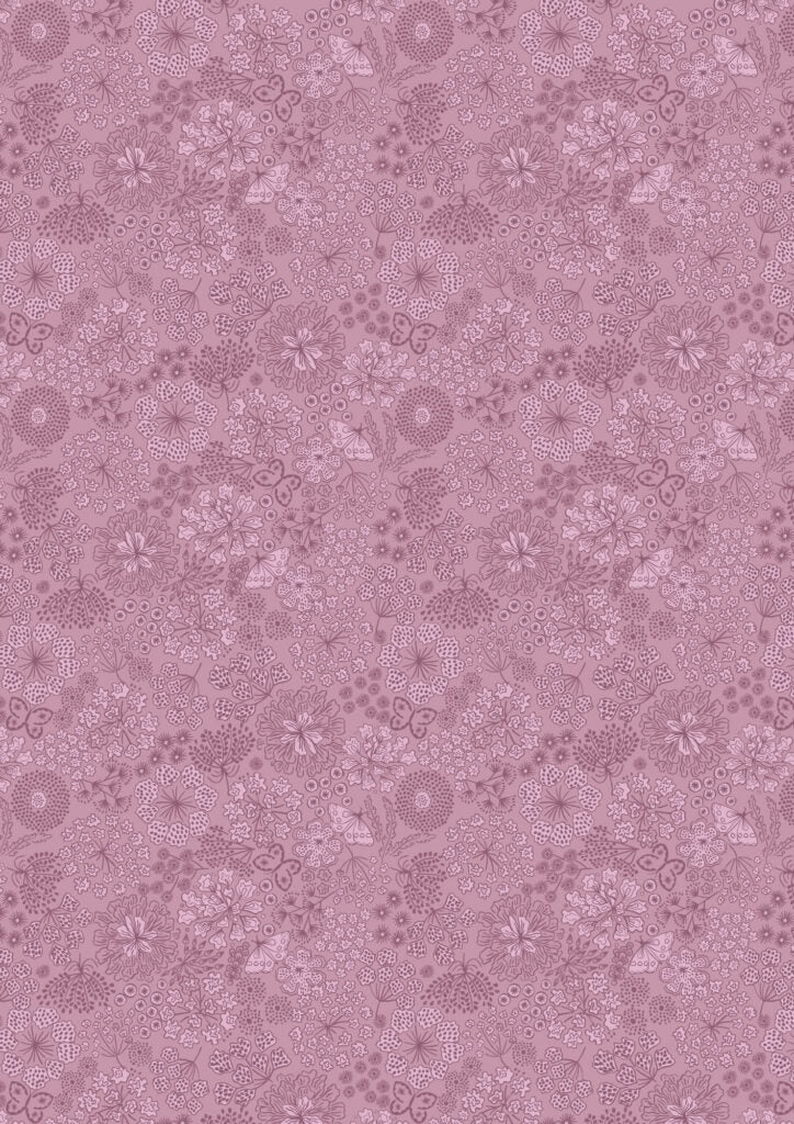 Jardin d'Automne - Autumn butterfly floral on heather by Lewis & Irene - by Length & Fat Quarter