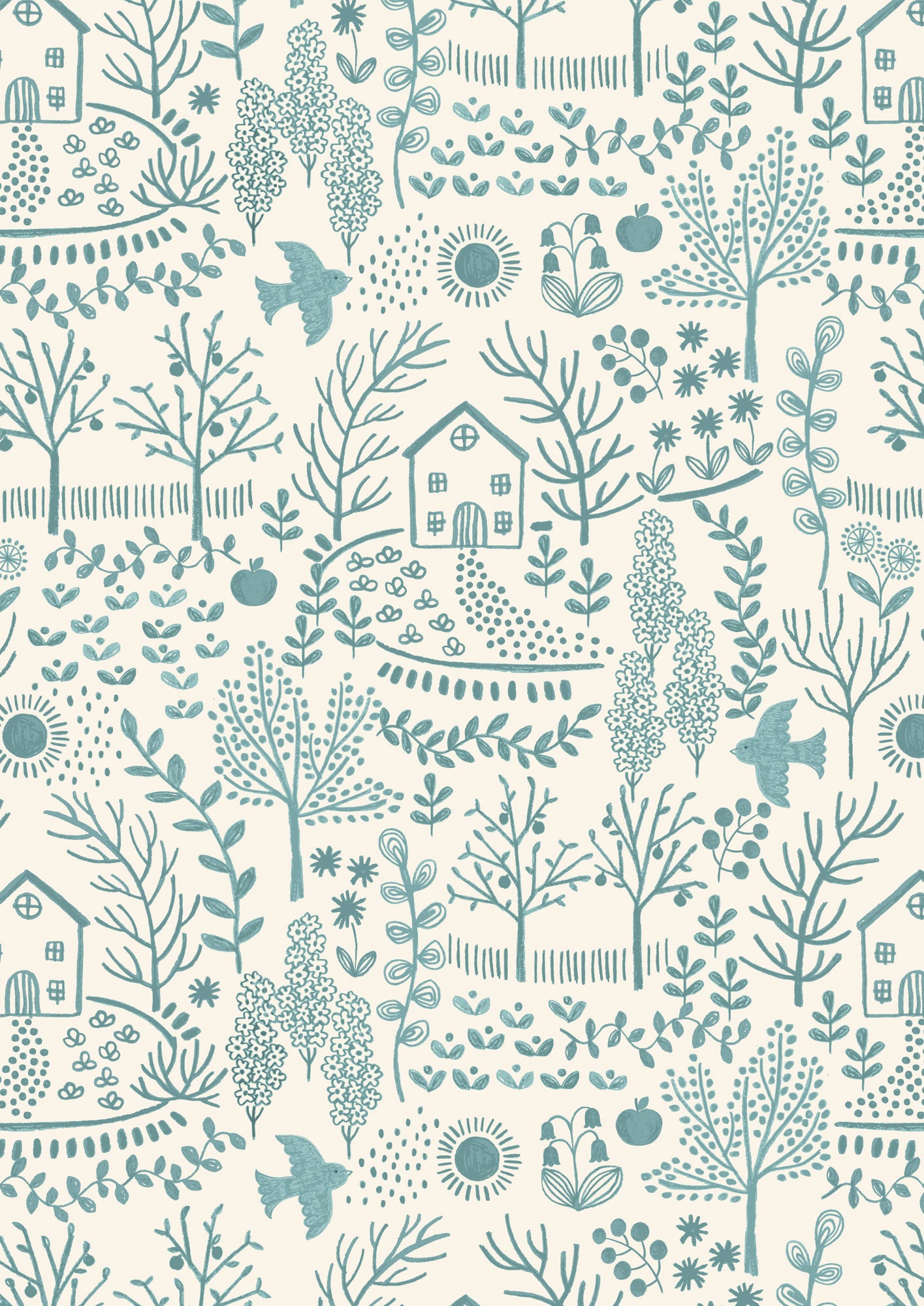 Pre-Order - Cosy Home and Garden on Cream - Fabric Collection by Lewis & Irene - Due in November