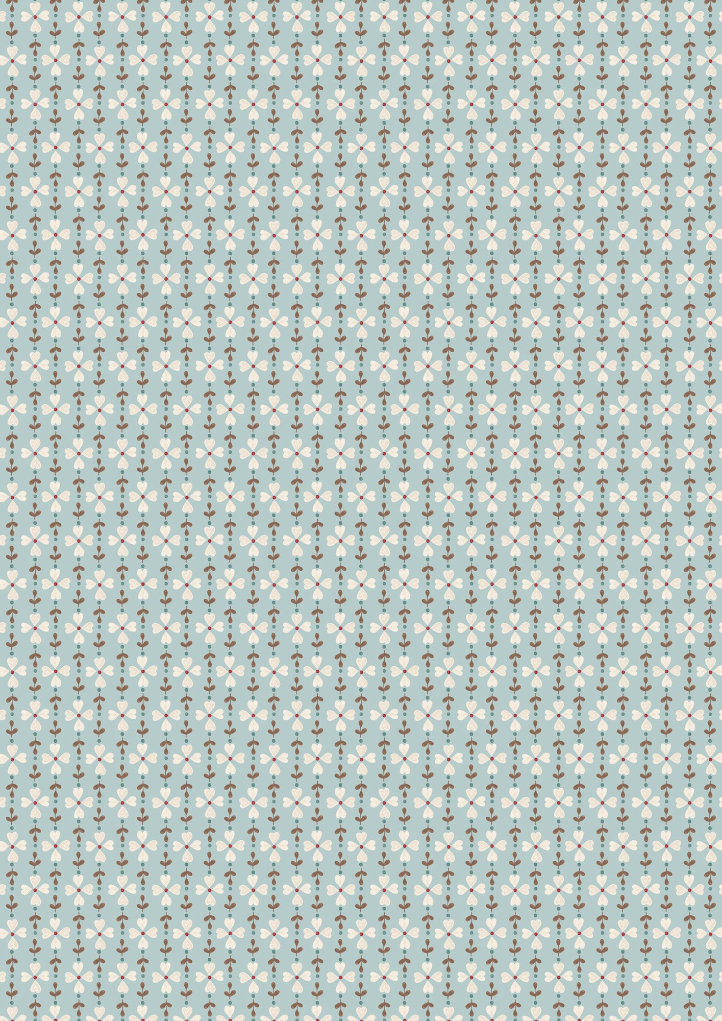 Pre-Order - Flower chains on duck egg blue - Fabric Collection by Lewis & Irene - Due in November