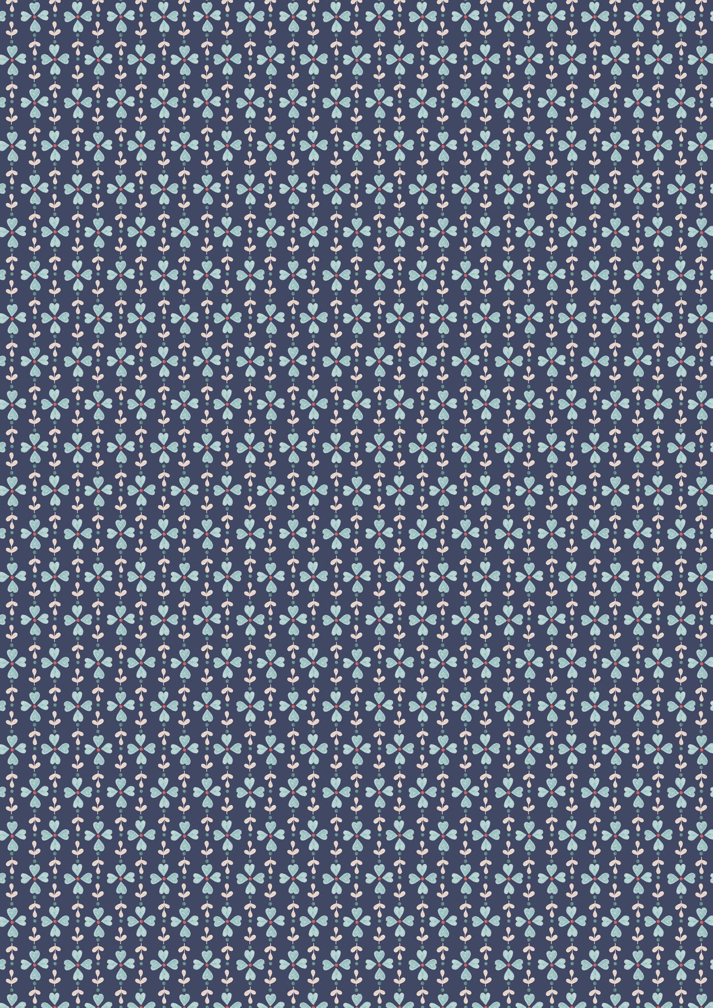 Pre-Order - Flower chains on Dark Blue - Fabric Collection by Lewis & Irene - Due in November