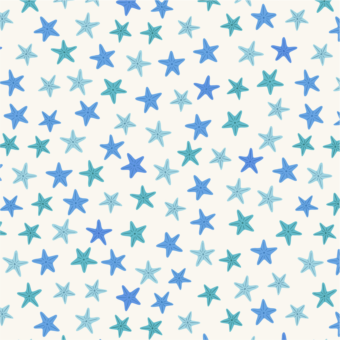 Blue starfish on cream - Puffin Rock Collection by Lewis & Irene - Available Now