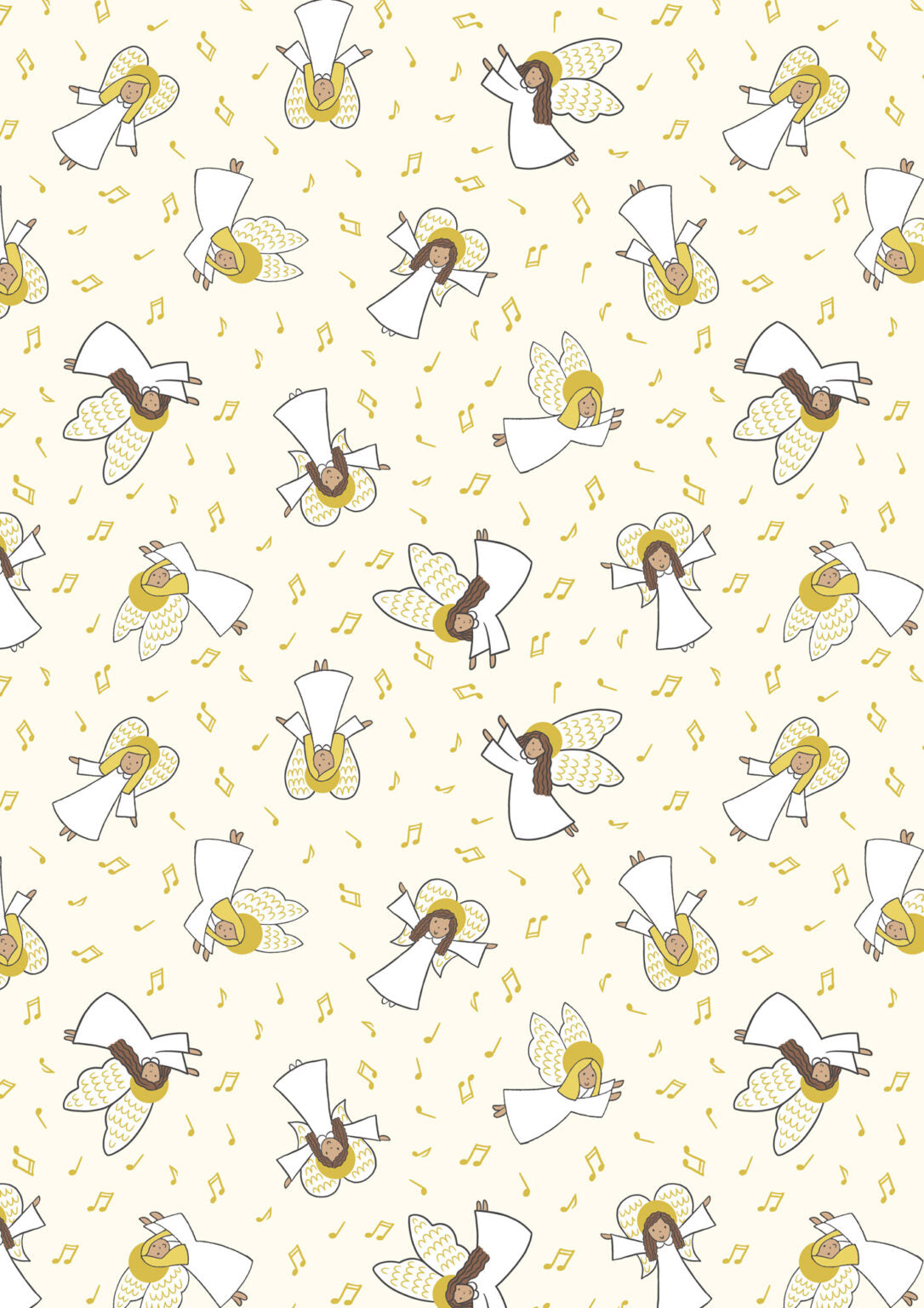 Away in a Manger - Angels on Cream with Gold metallic by Lewis & Irene - by Length & Fat Quarters