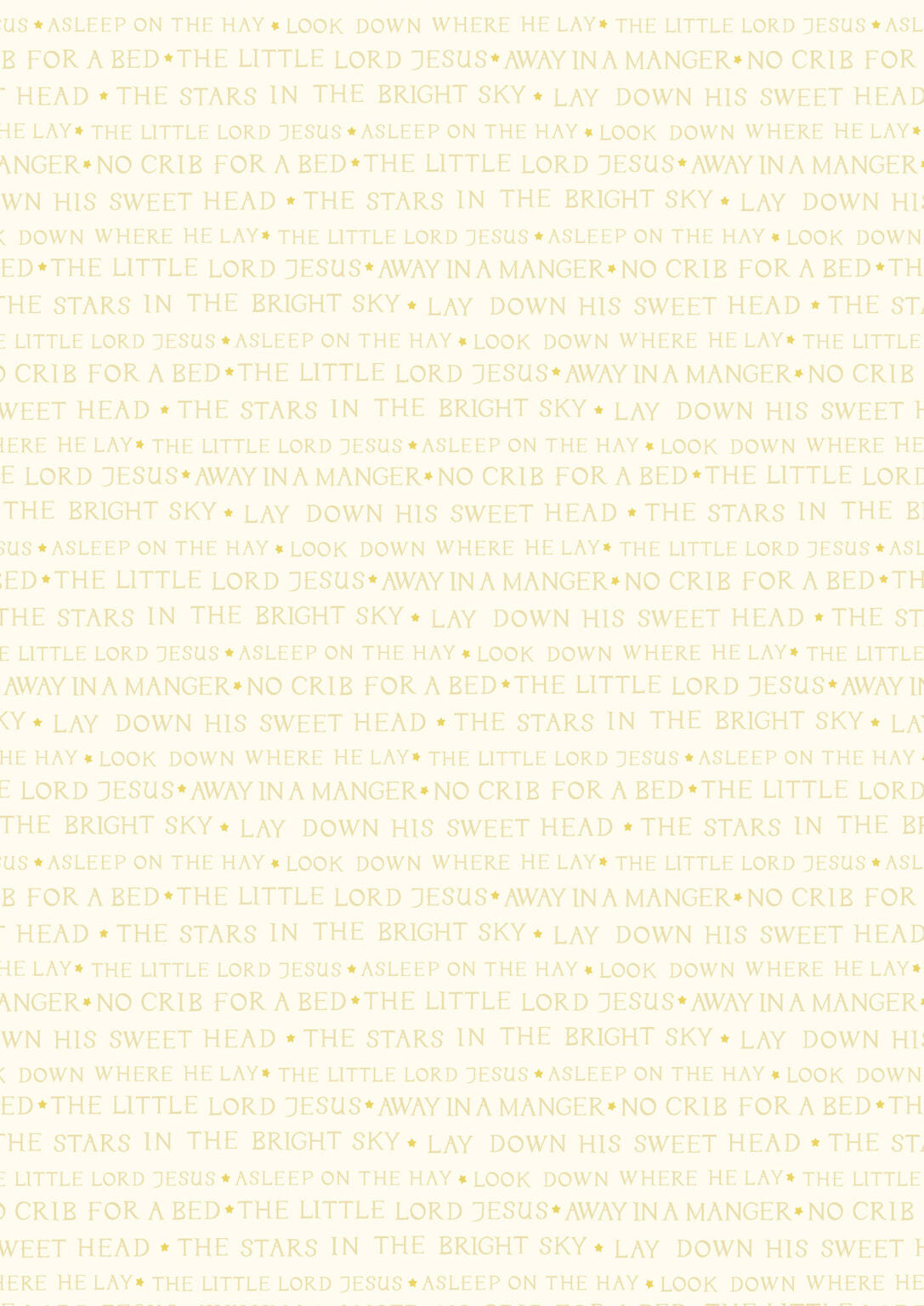 Away in a Manger - Lyrics on Cream with Gold metallic by Lewis & Irene - by Length & Fat Quarters