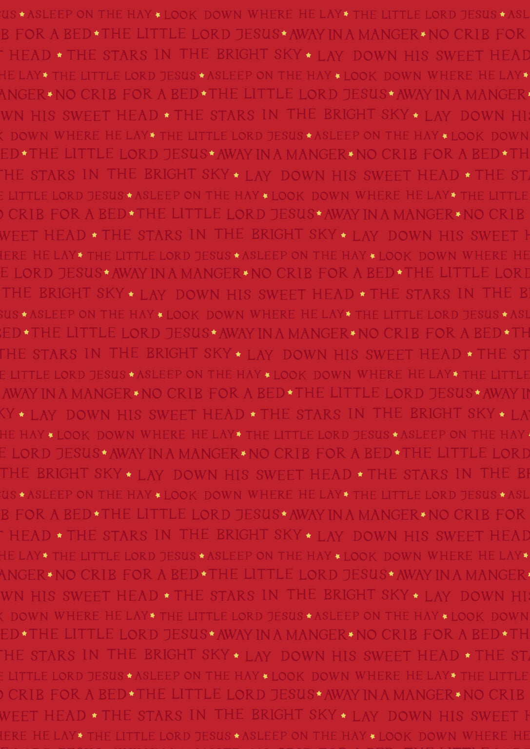 Away in a Manger - Lyrics on Red with Gold metallic by Lewis & Irene - by Length & Fat Quarters