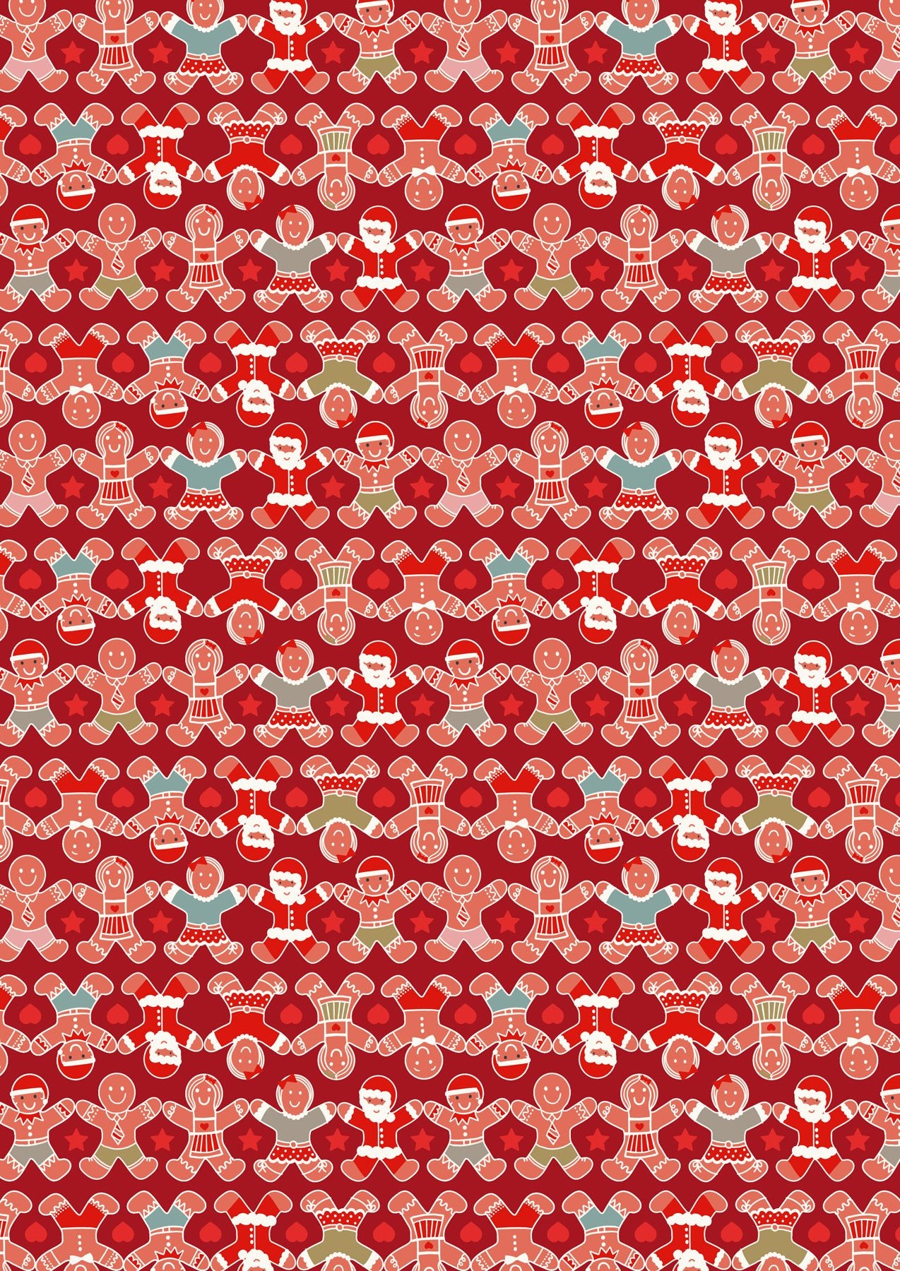 Gingerbread People on Red - Christmas Fabrics collection by Lewis & Irene