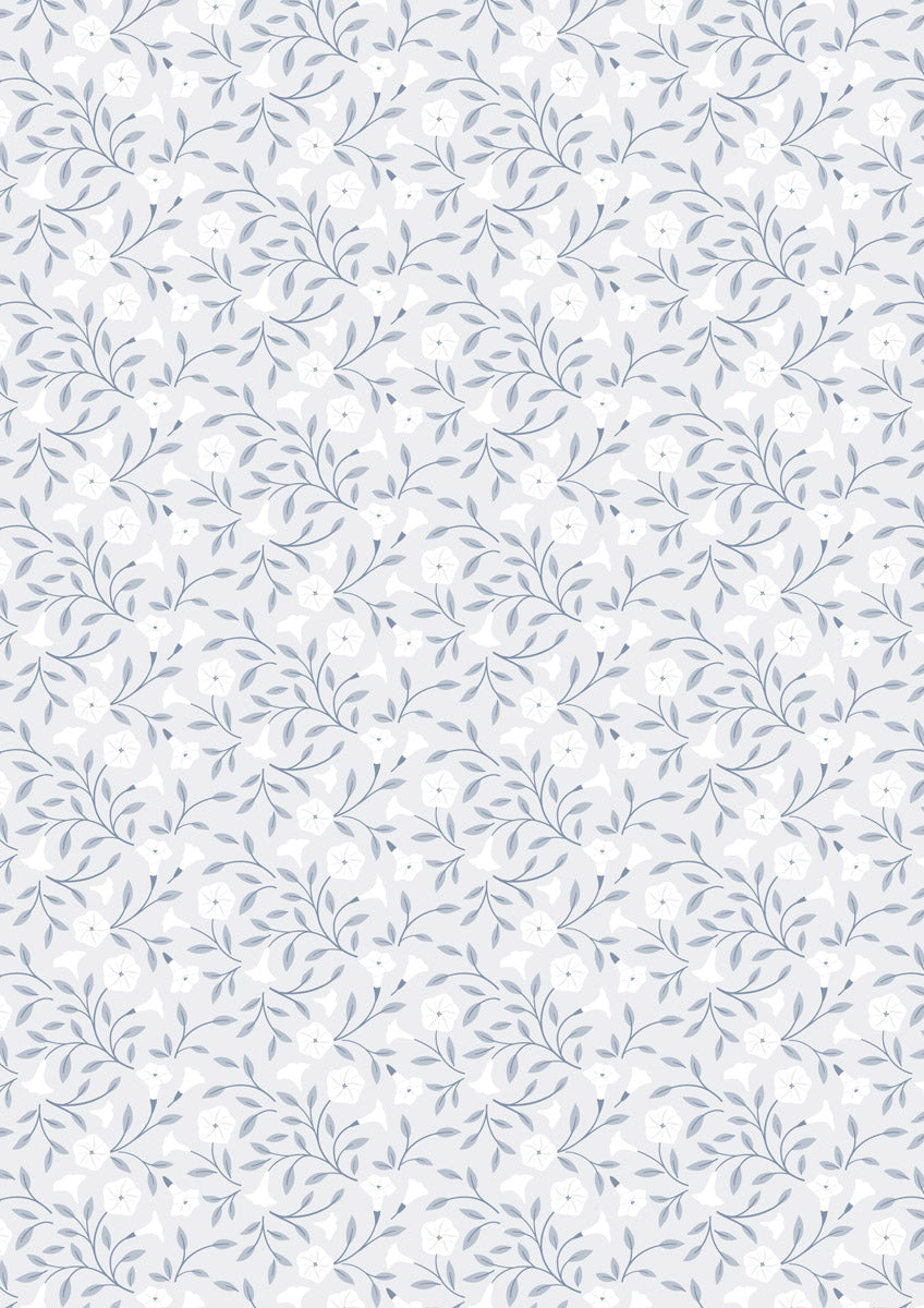Evenfall Moonflower - Pale Grey - Fabrics collection by Cassandra Connolly for Lewis & Irene - Per Length & Fat Quarters