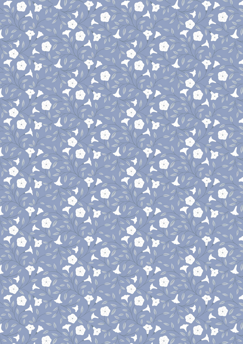 Evenfall Moonflower - Dark Periwinkle - Fabrics collection by Cassandra Connolly for Lewis & Irene - Per Length & Fat Quarters