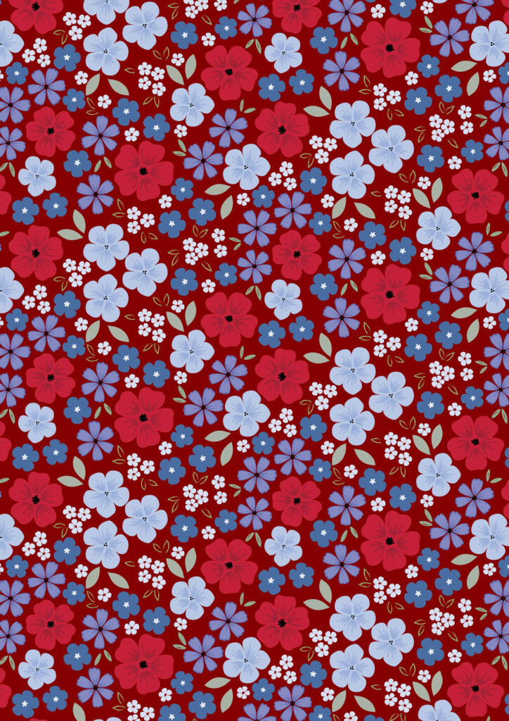 Forever Blooms - Floral Palette Claret - by Cassandra Connolly for Lewis & Irene - by Length & Fat Quarter