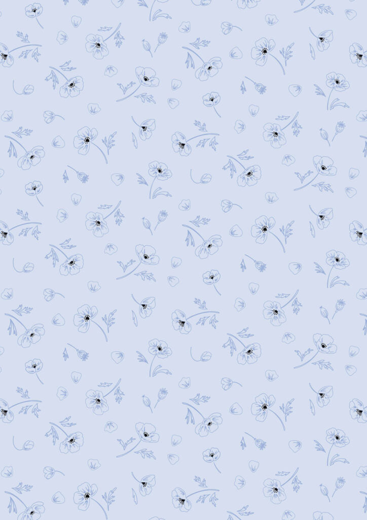 Forever Blooms - Ephemeral Beauty Pale Blue - by Cassandra Connolly for Lewis & Irene - by Length & Fat Quarter