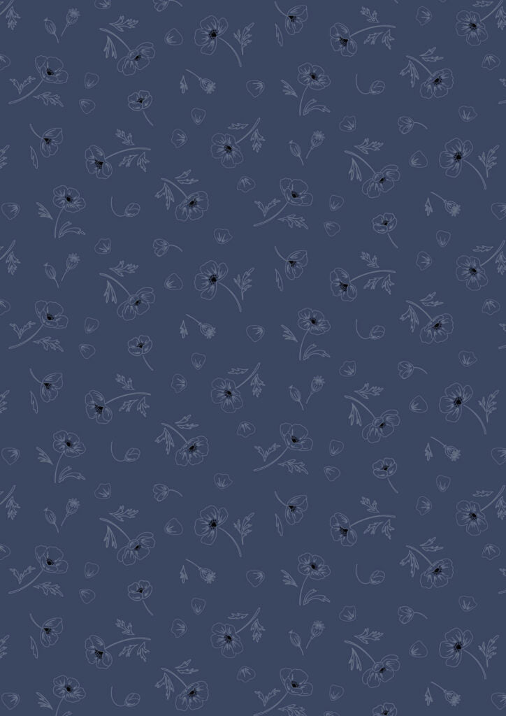 Forever Blooms - Ephemeral Beauty Prussian Blue - by Cassandra Connolly for Lewis & Irene - by Length & Fat Quarter