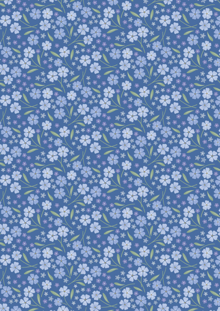 Forever Blooms - Forevermore Mid Blue - by Cassandra Connolly for Lewis & Irene - by Length & Fat Quarter