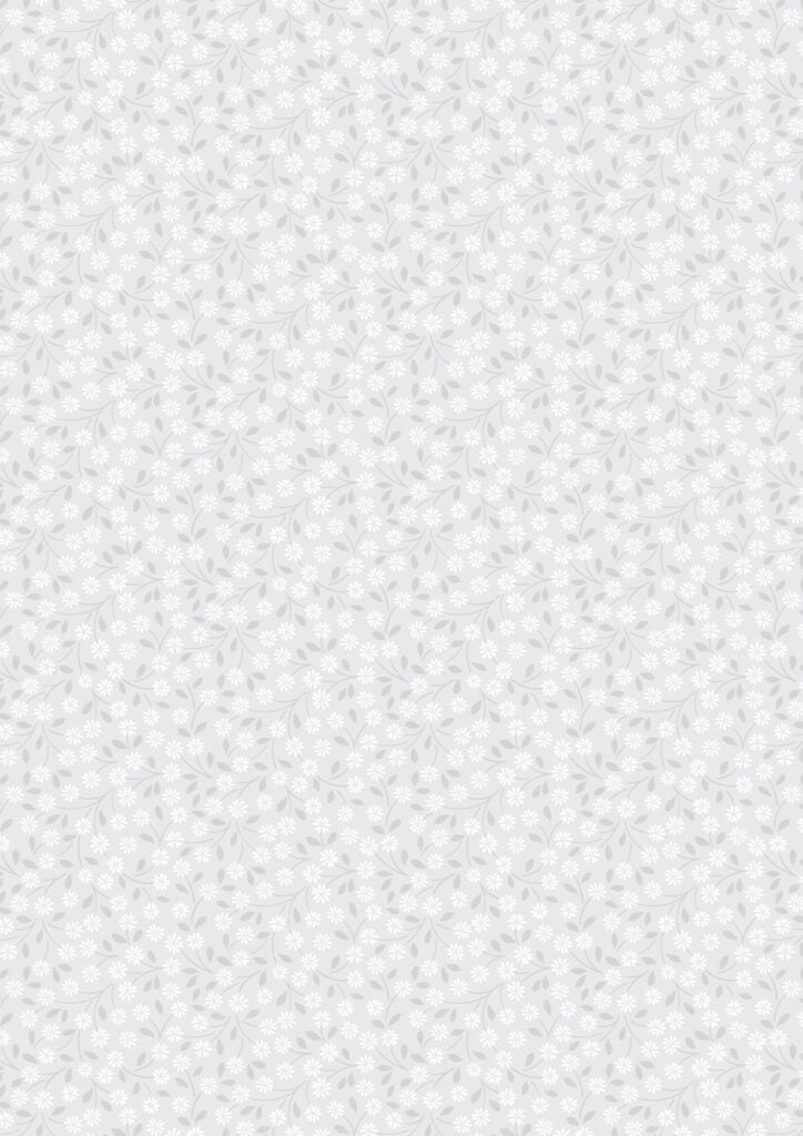 Forever Blooms - Interlaced Blossoms Bright Grey - by Cassandra Connolly for Lewis & Irene - by Length & Fat Quarter
