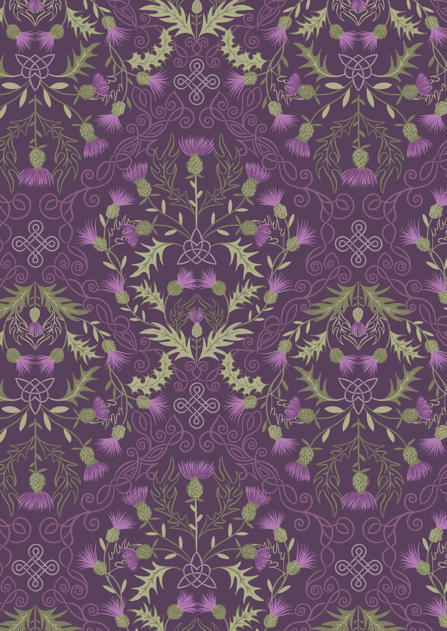 Thistle on Dark Purple - Loch Lewis Flannel by Length & Fat Quarters - by Lewis & Irene