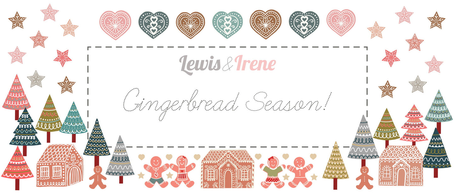 Gingerbread Shapes on Dark - Christmas Fabrics collection by Lewis & Irene