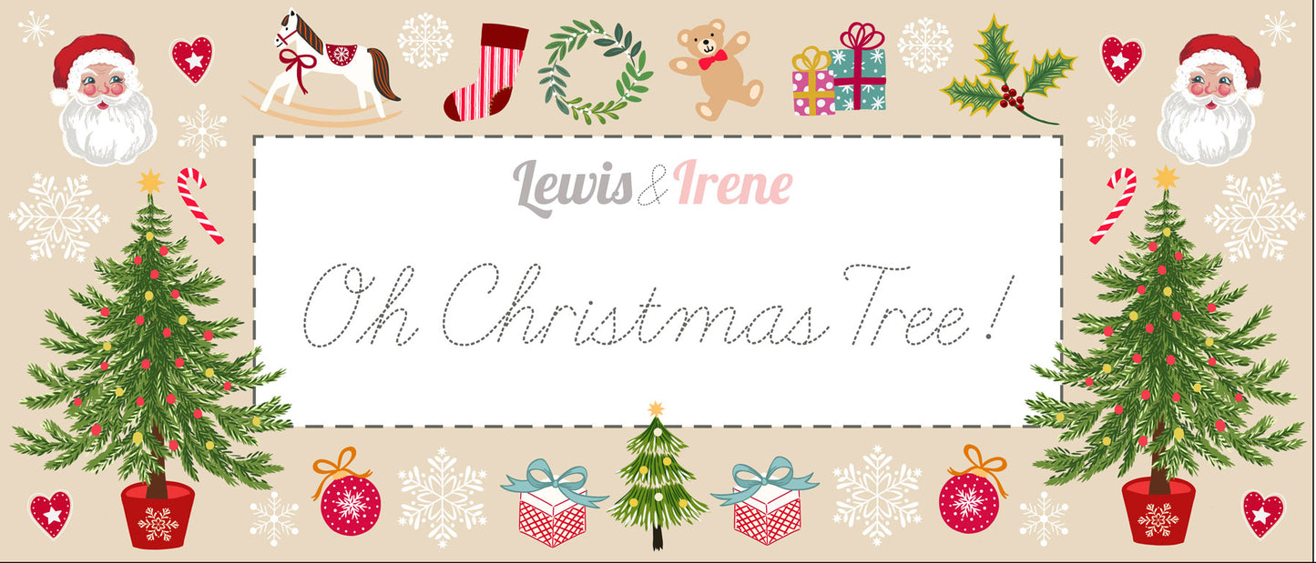 Oh Christmas Tree Baubles on Red (with gold metallic) Fabric collection by Lewis & Irene