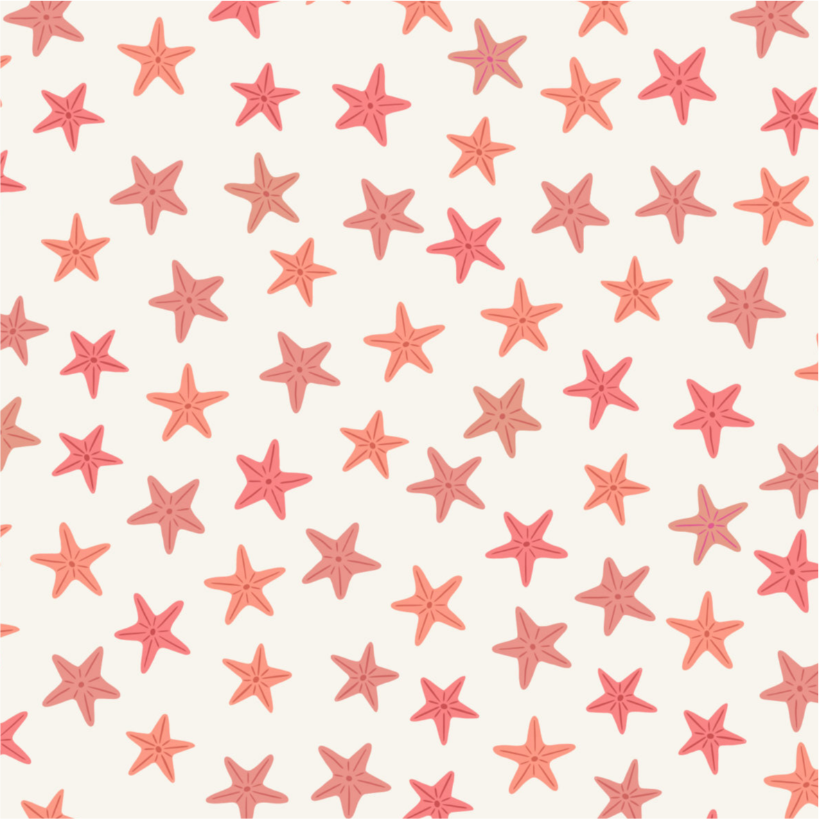 Orange starfish on cream - Puffin Rock Collection by Lewis & Irene - Available Now