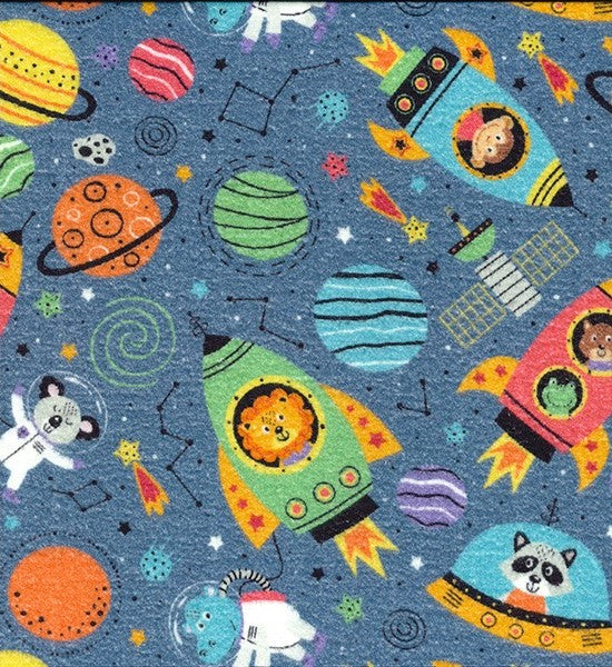 Animals in Rockets Spaceships - Brushed Cotton - Digital Prints by John Louden - Rose & Hubble