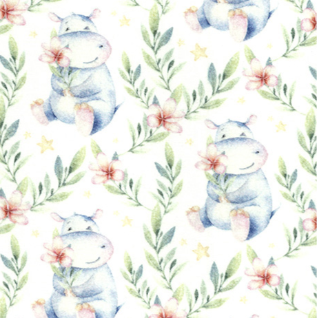 Cute Hippo - Brushed Cotton - Digital Prints by John Louden - Rose & Hubble