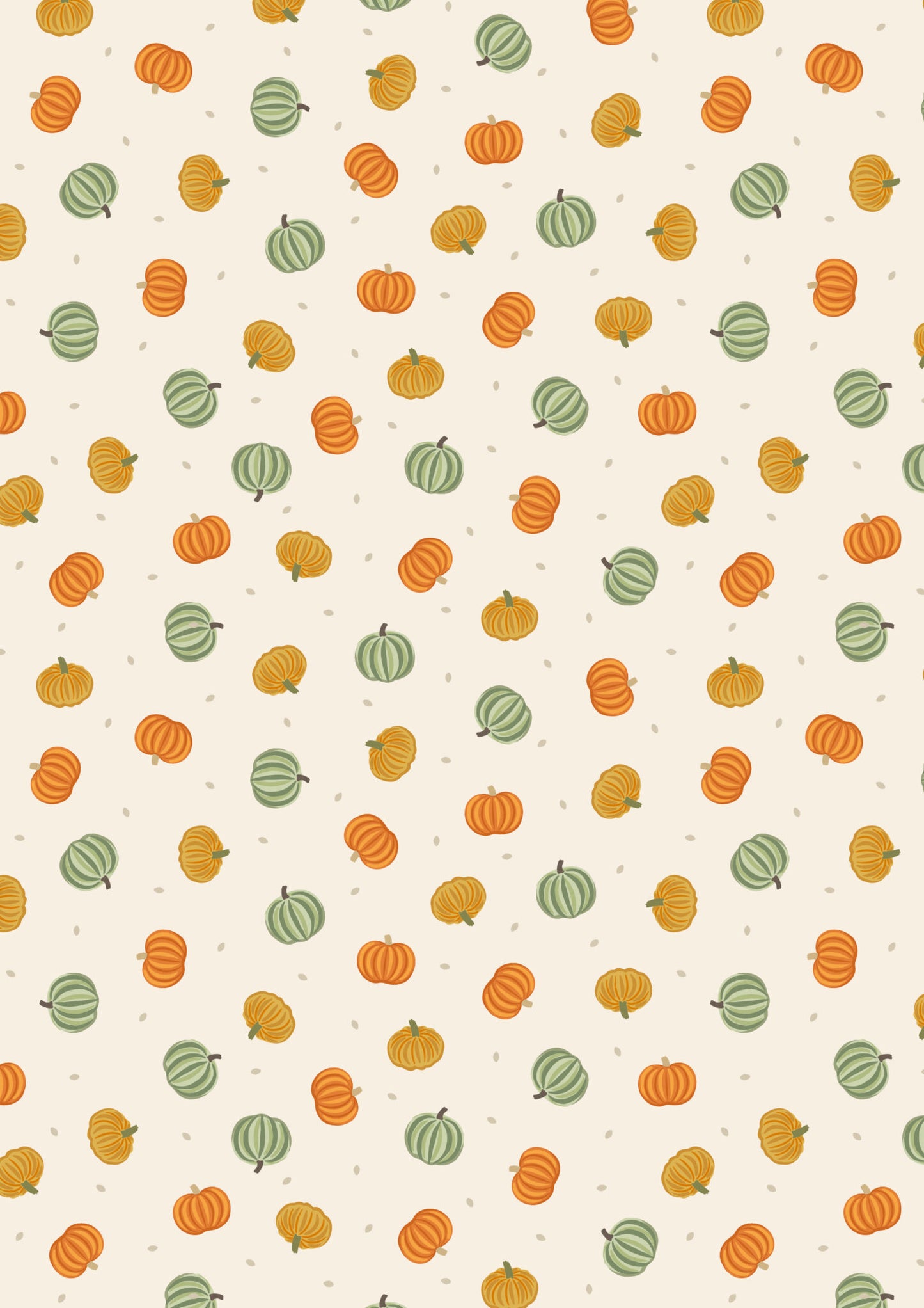 Small Things - Snuggle Season - Pumpkins on cream by Lewis & Irene - by Length & Fat Quarters