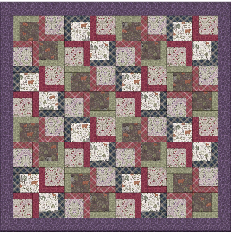 Loch Lewis Flannel Quilt Top Throw 1 designed by Sally Ablett - Lewis & Irene 54 x 54"