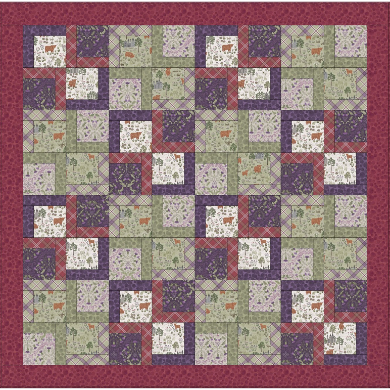 Loch Lewis Flannel Quilt Top Throw 2 designed by Sally Ablett - Lewis & Irene 54 x 54"