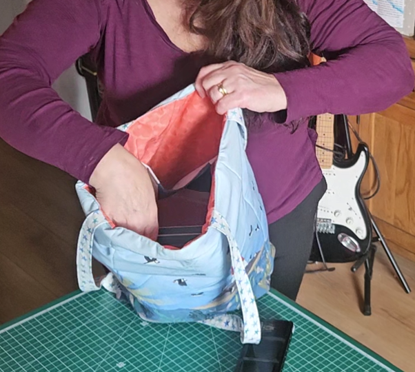 Bag Making Sewing Kit to make a Puffin Rock Bag. Pre-Cuts fabrics and wadding included. Collections by Lewis & Irene.